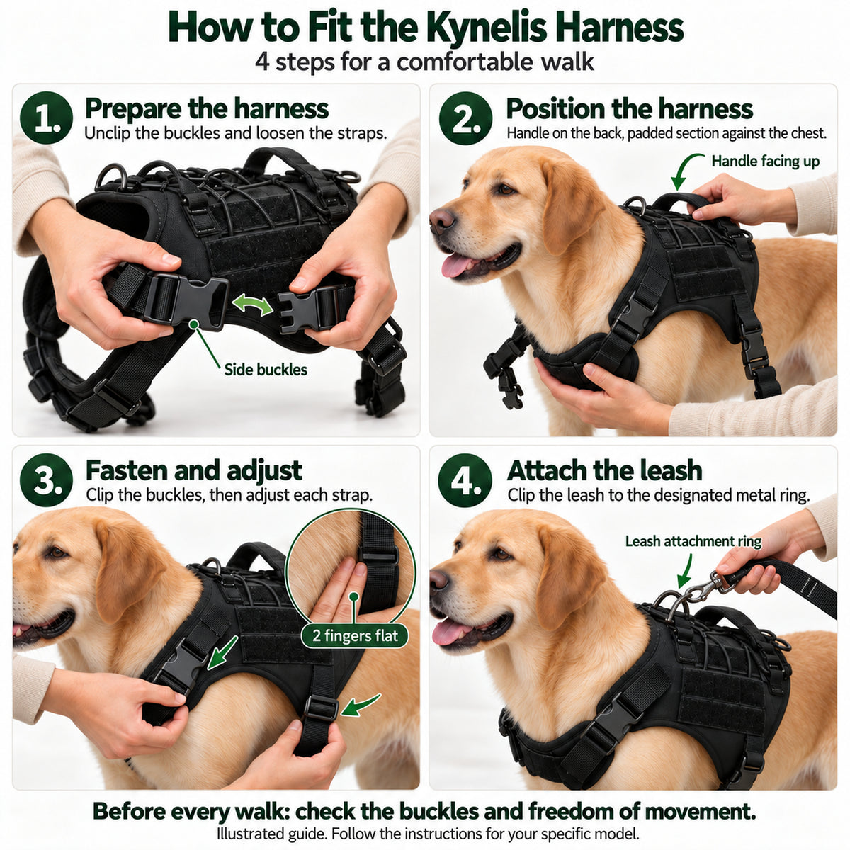 Harnais Anti-Traction Tactique Kynelis™+ Laisse Kynelis™