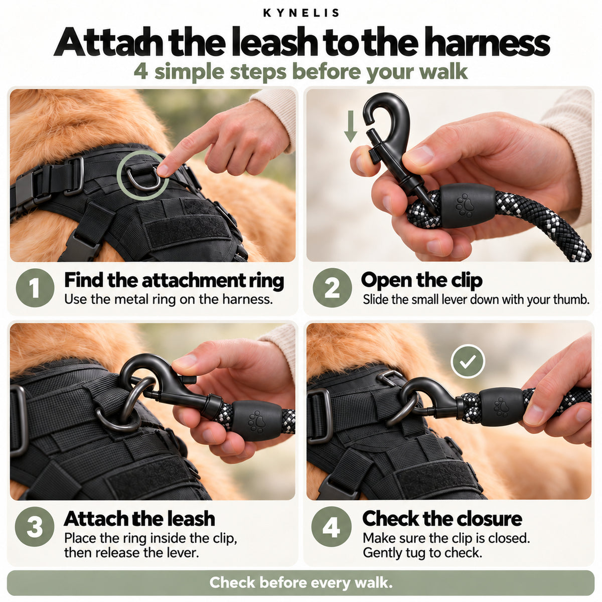 Harnais Anti-Traction Tactique Kynelis™+ Laisse Kynelis™